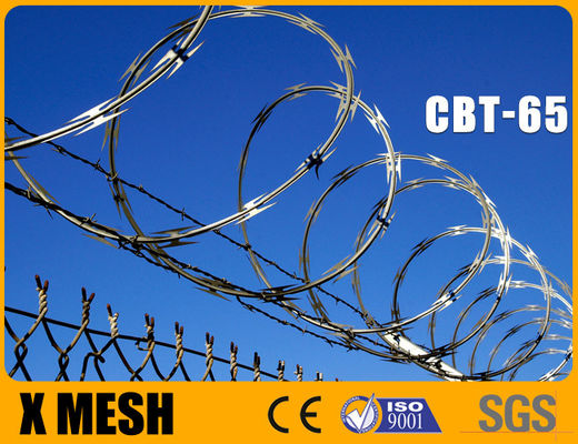 CBT 65 Tipo de alambre Concertina con material SUS 304 de 0,5 mm de espesor para vallas de seguridad