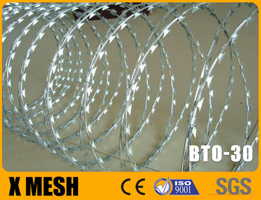 BTO 30 Tipo Concertina alambre de afeitar con 0,5 mm de espesor 450 mm de diámetro de bobina para la prisión