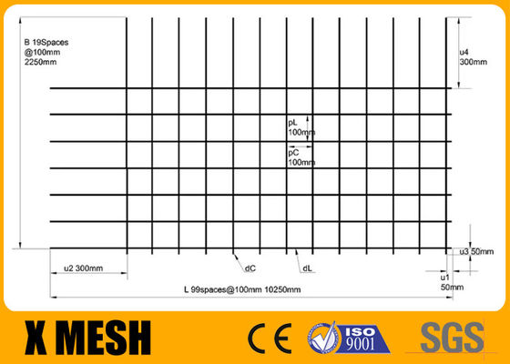 Rl718 Mesh Longitudinal Wires de refuerzo concreto 7 100m m de espaciamiento 68kgs rectangulares